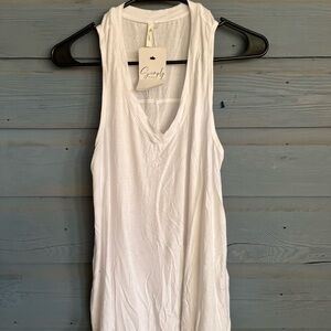 Nicole White Sleeveless Tank Top with V-Neck